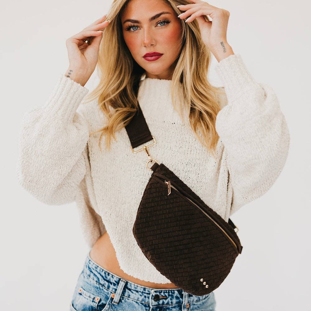 Suede Westlyn Woven Bum Bag: Suede Taupe