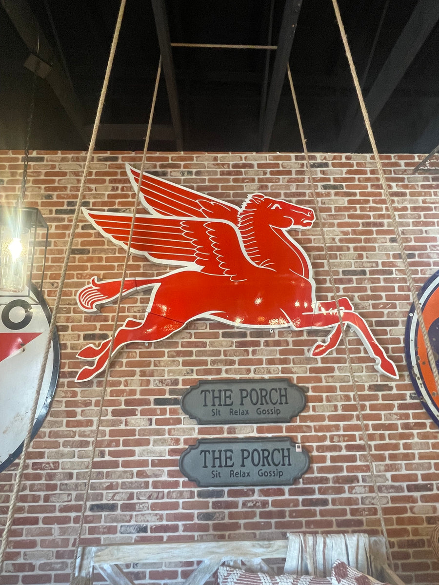Large Red Pegasus Sign