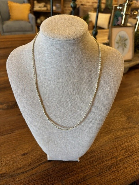 Natural stone and gold ball necklace