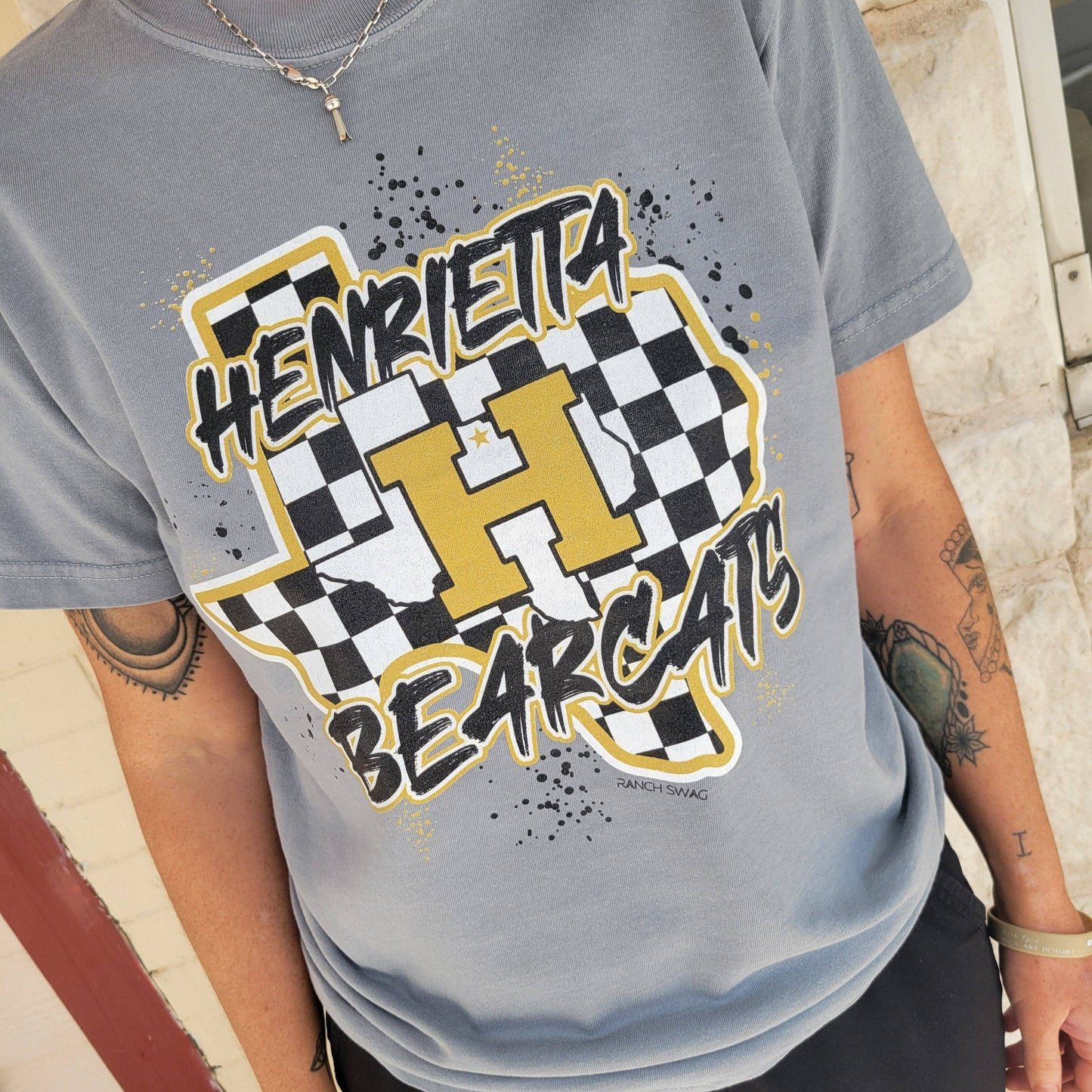 Checkered Hometown - Whitewright Tigers Graphic Tee: LAT Granite Heather Short Sleeve / Adult Small