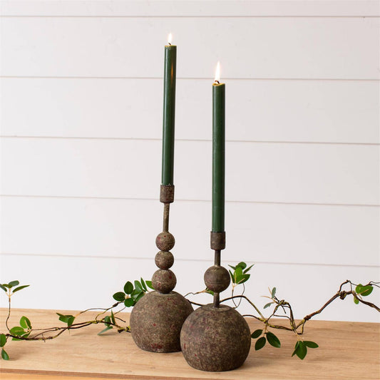 Stacked Globes Candle Holder, Rustic Dark Gray 2 sizes