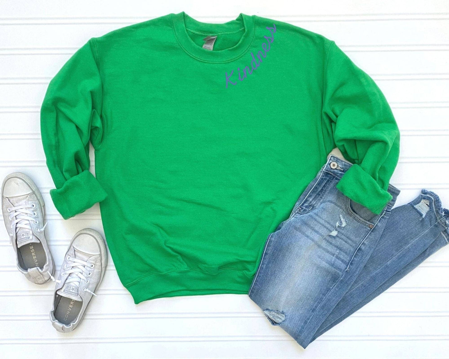 Embroidered Mascot Sweatshirt - Custom Collar Team Sweater: Sand / Small
