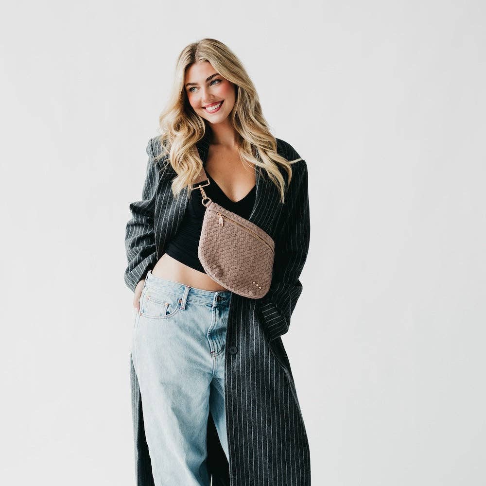 Suede Westlyn Woven Bum Bag: Suede Taupe