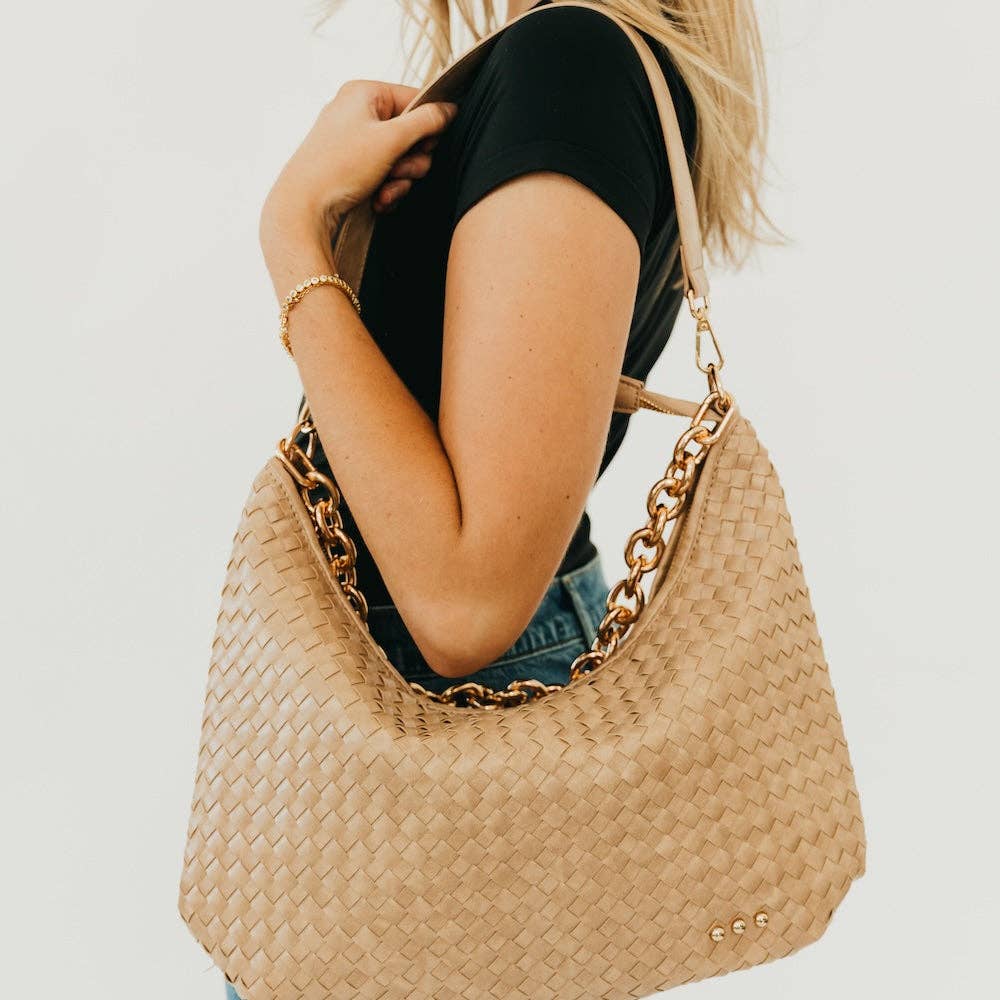 Sienna Slouchy Woven Shoulder Bag - TOP SELLER: Checkered Coffee