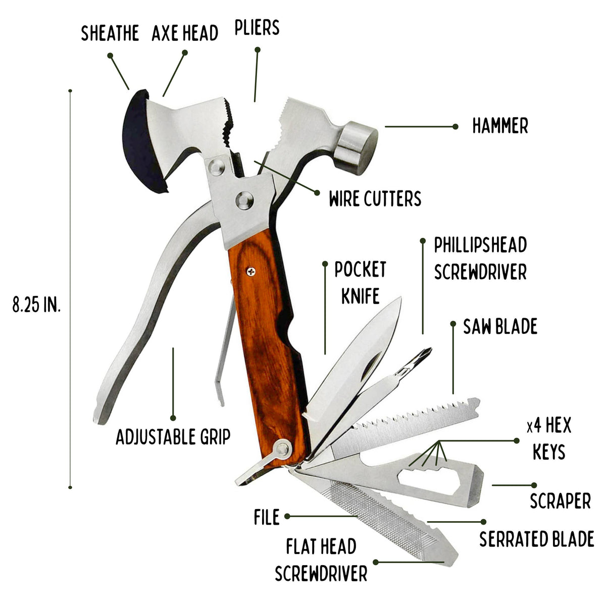 Axe Multi-Tool – 15-in-1 Survival Tool