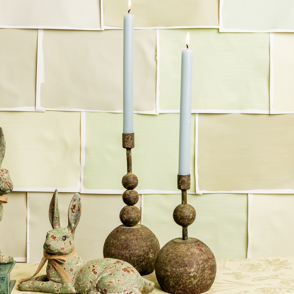 Stacked Globes Candle Holder, Rustic Dark Gray 2 sizes