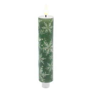 8 In Green Snowflake LED Taper