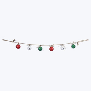 METAL BELL GARLAND RED GREEN AND WHITE