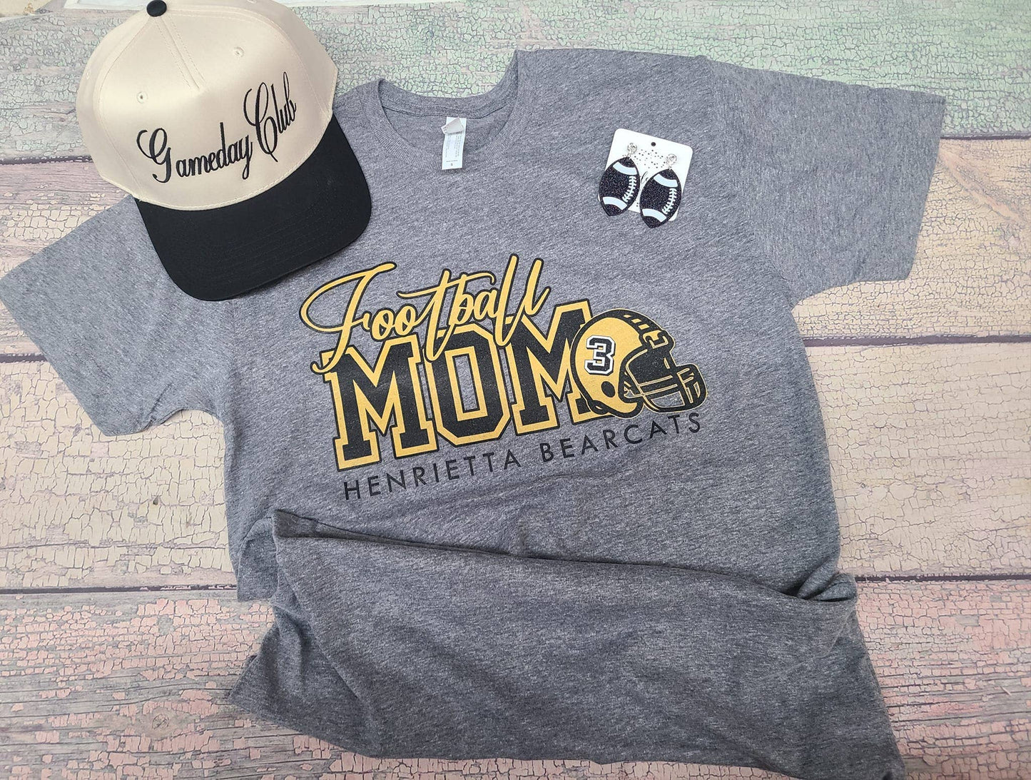 Football Mom Whitewright Tigers Graphic T-Shirt : LAT Grey / Adult Large
