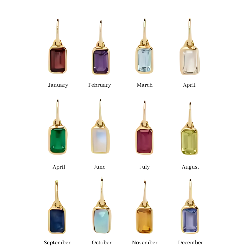 Birthstone Drop Charms 18K Gold Water Resistant Non Tarnish: April