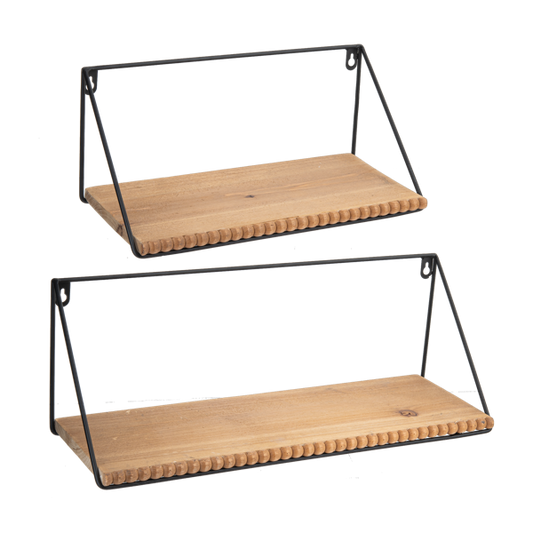 Wood Beaded Edge Wall Shelf