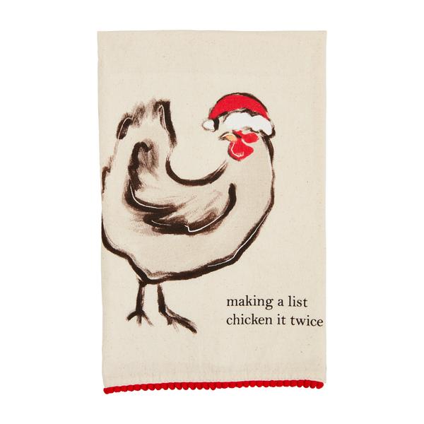 Chicken Christmas Farm towel - Making a list Chicken it twice