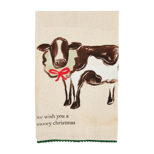 Cow Christmas farm towel -We wish you a mooey Christmas