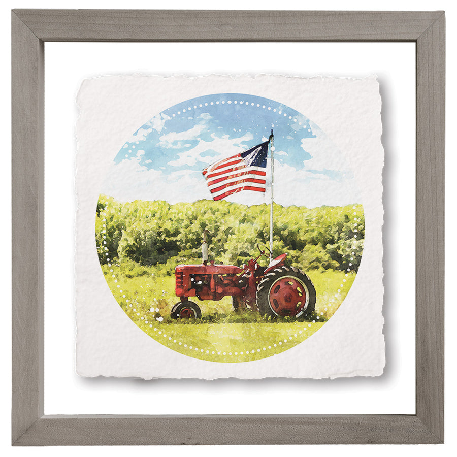 Tractor Flag Watercolor Wall Decor