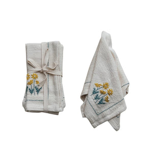 Cotton Napkins w/ Hand-Embroidery