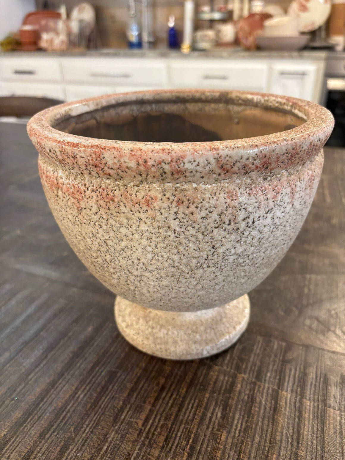 Terra-cotta Footed Planter, Distressed finish