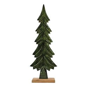 Large Wood and Green Enamel Tree