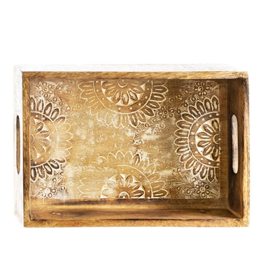 Carved Mango Wood Serving Tray