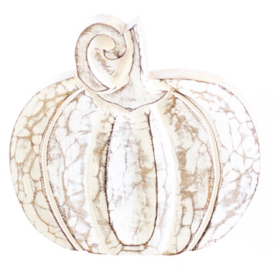 White Washed Wooden Pumpkin