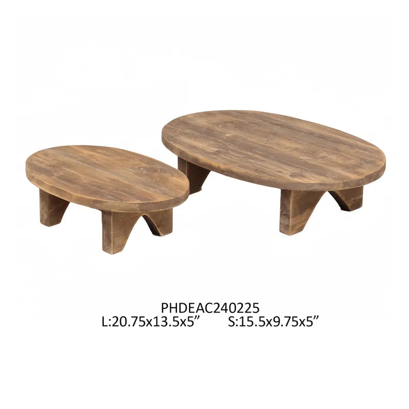 Oblong Wooden Display Risers, Set Of 2