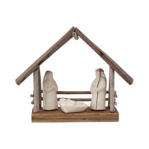 Paper Mache Nativity with driftwood base
