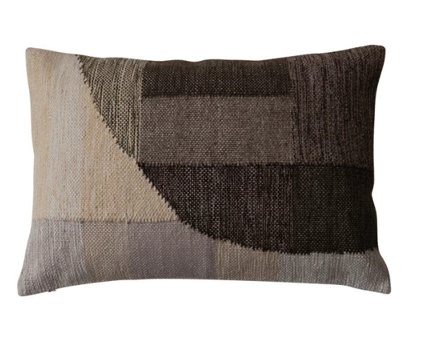 24"L x 16"H Woven Fabric Indoor/Outdoor Lumbar Pillow w/ Abstract Design