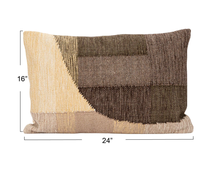 24"L x 16"H Woven Fabric Indoor/Outdoor Lumbar Pillow w/ Abstract Design
