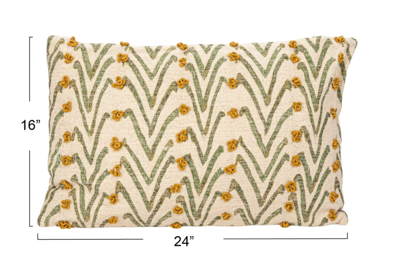 24"L x 16"H Woven Cotton Blend Printed Lumbar Pillow