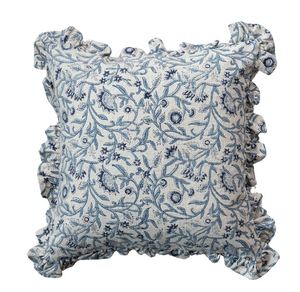18" Square Cotton Blend Block Printed Pillow