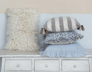 18" Square Cotton Blend Block Printed Pillow