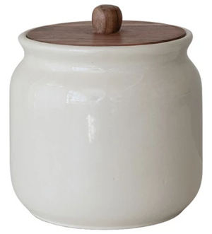 Stoneware Canister with Acacia Wood Lid