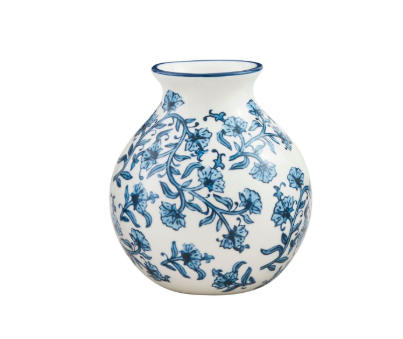 Cornflower Block Print Flower Vase