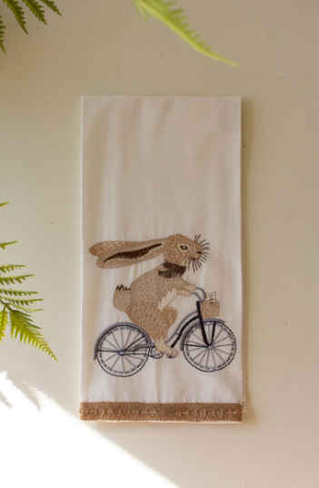 Easter Tea Towel Biker Bunny
