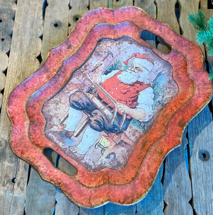 Santa In Workshop Tray