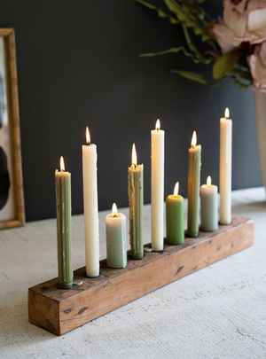 Recycled Wood Nine Taper Candelabra