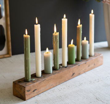 Recycled Wood Nine Taper Candelabra