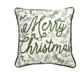 Merry Christmas Green Toile Pillow