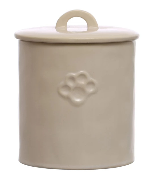 Debossed Stoneware Treat Canister w/ Paw Print