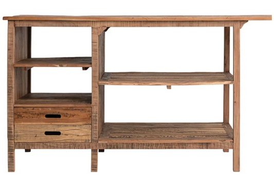 Reclaimed Wood Sideboard/Island w/ 4 Shelves & 2 Drawers, Natural