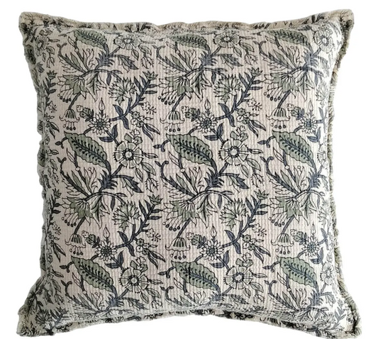 Cornflower Botanical Print Pillow