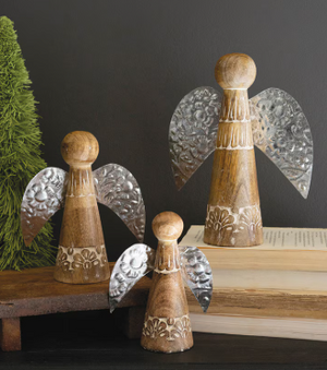Wood and Tin Tabletop Christmas Angels