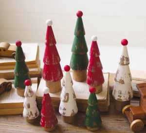 Turned Wood Painted Christmas Trees