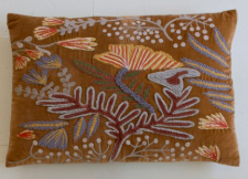 Brown Embroidery Pillow with Flower