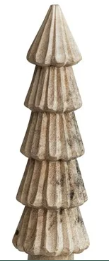 4" Round x 12-1/2"H Carved Mango Wood Tree, Natural