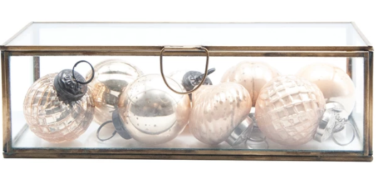 Embossed Mercury Glass Ornaments in Display Box