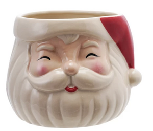 Stoneware Santa Head Shaped Planter
