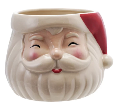 Stoneware Santa Head Shaped Planter
