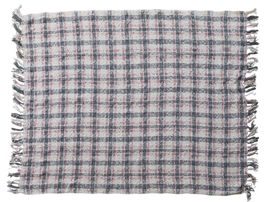 Hand-Woven & New Zealand Wool Throw with Fringe