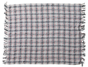 Hand-Woven & New Zealand Wool Throw with Fringe