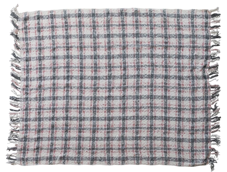 Hand-Woven & New Zealand Wool Throw with Fringe